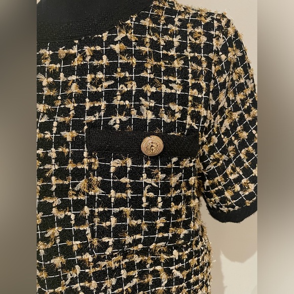 Endless Rose Black & METALLIC
Gold Tweed Short Sleeve Top - Picture 6 of 9